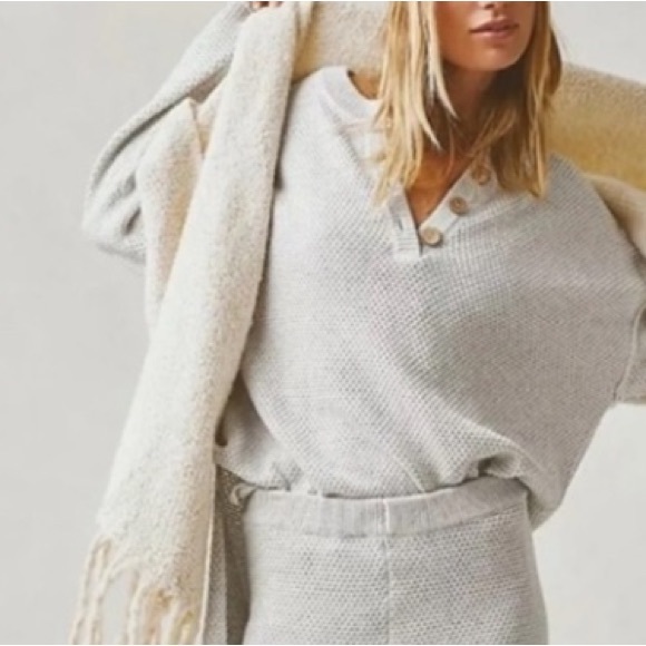 FREE PEOPLE Hailee sweater set size large Ivory Heather NWT - Picture 12 of 12